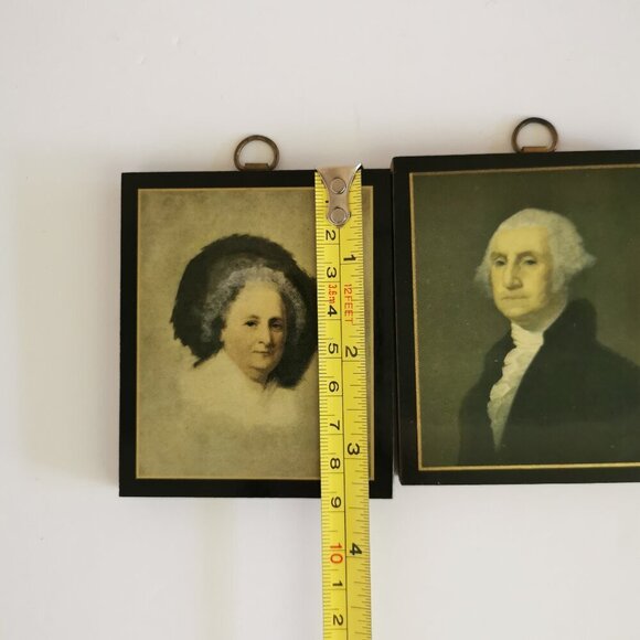 George & Martha Washington Portraits Small Art Pyraglass Plaque US President - Picture 6 of 7